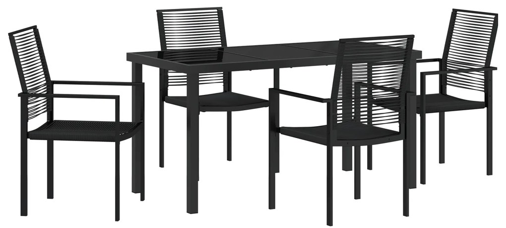 vidaXL Σετ 5 Τεμαχίων Κηπουρικών Επίπλων Μαύρο PVC Rattan