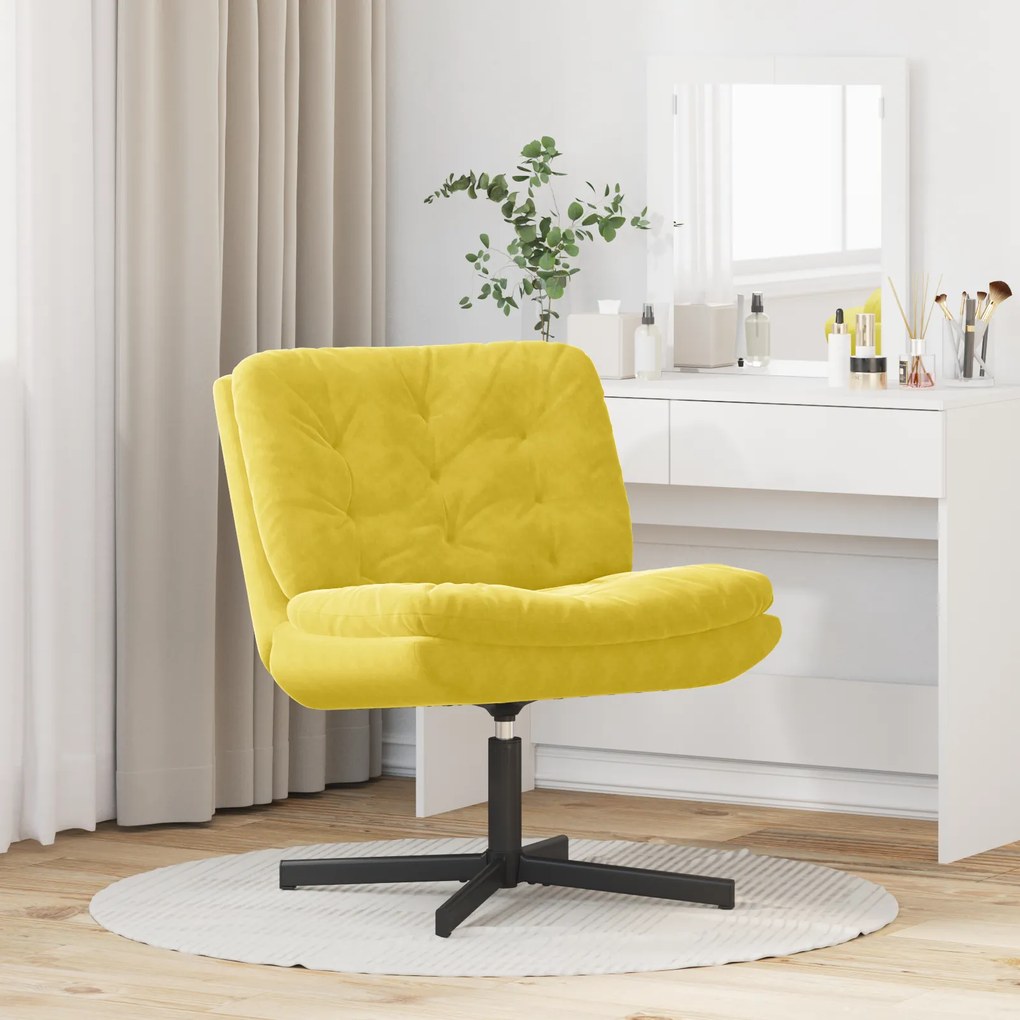 vidaXL Γυριστή Χαλαρωτική Καρέκλα Κίτρινο 63 x 75 x 76 εκ Βελούδο