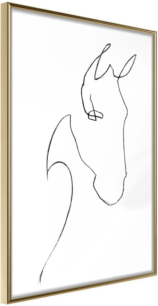 Αφίσα - Sketch of a Horse's Head - 30x45 - Χρυσό - Χωρίς πασπαρτού