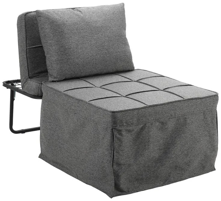 Πολυθρόνα - κρεβάτι Grejio ύφασμα σε γκρι απόχρωση κα πόδι μαύρο μέταλλο 70x70x45εκ 95x98x70 εκ.