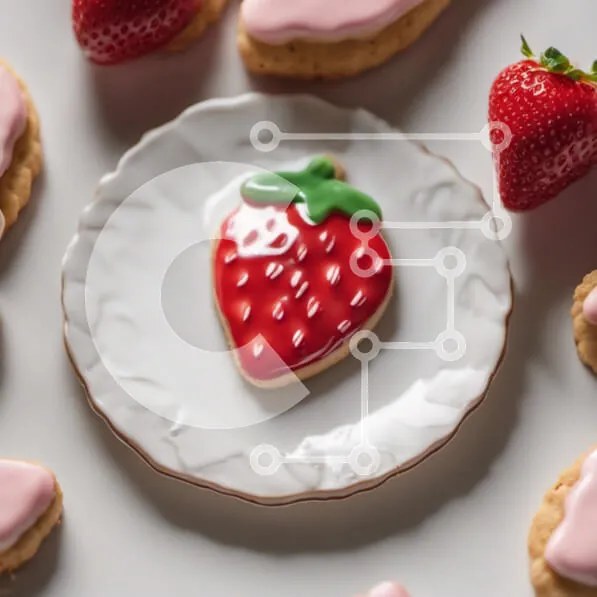 Σετ των 2 Intra Συλλεκτικό Ξύλινο Παζλ Plywood  4mm - Πιάτο με μπισκότα και φράουλες Σε Ξύλινο Κουτί - Διαστάσεις: 10x10 cm – 25 κομμάτια