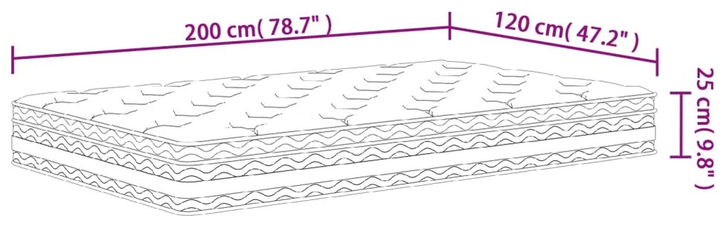 Στρώμα με Pocket Springs Μεσαία Σκληρότητα 120x200 εκ. - Λευκό