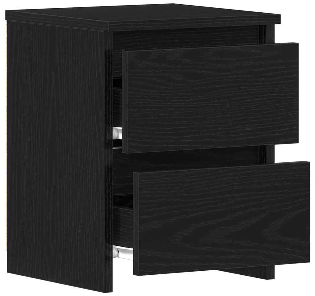 vidaXL κομοδίνο με συρτάρια Μαύρος Δρυς 30x30x40 εκ