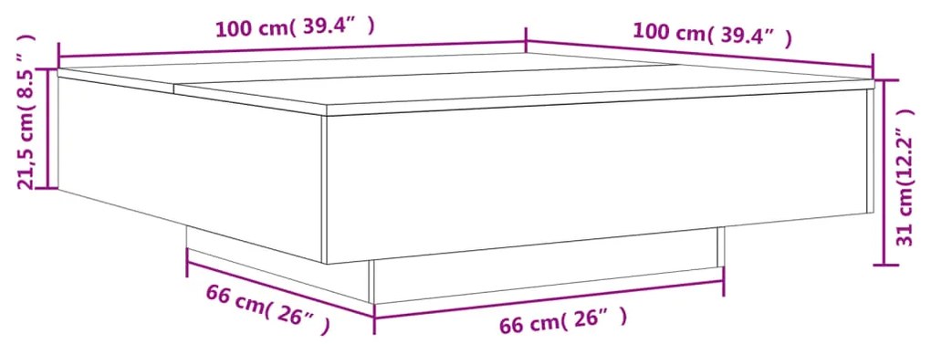 Τραπεζάκι Σαλονιού Μαύρο 100x100x31 εκ. από Επεξεργασμένο Ξύλο - Μαύρο