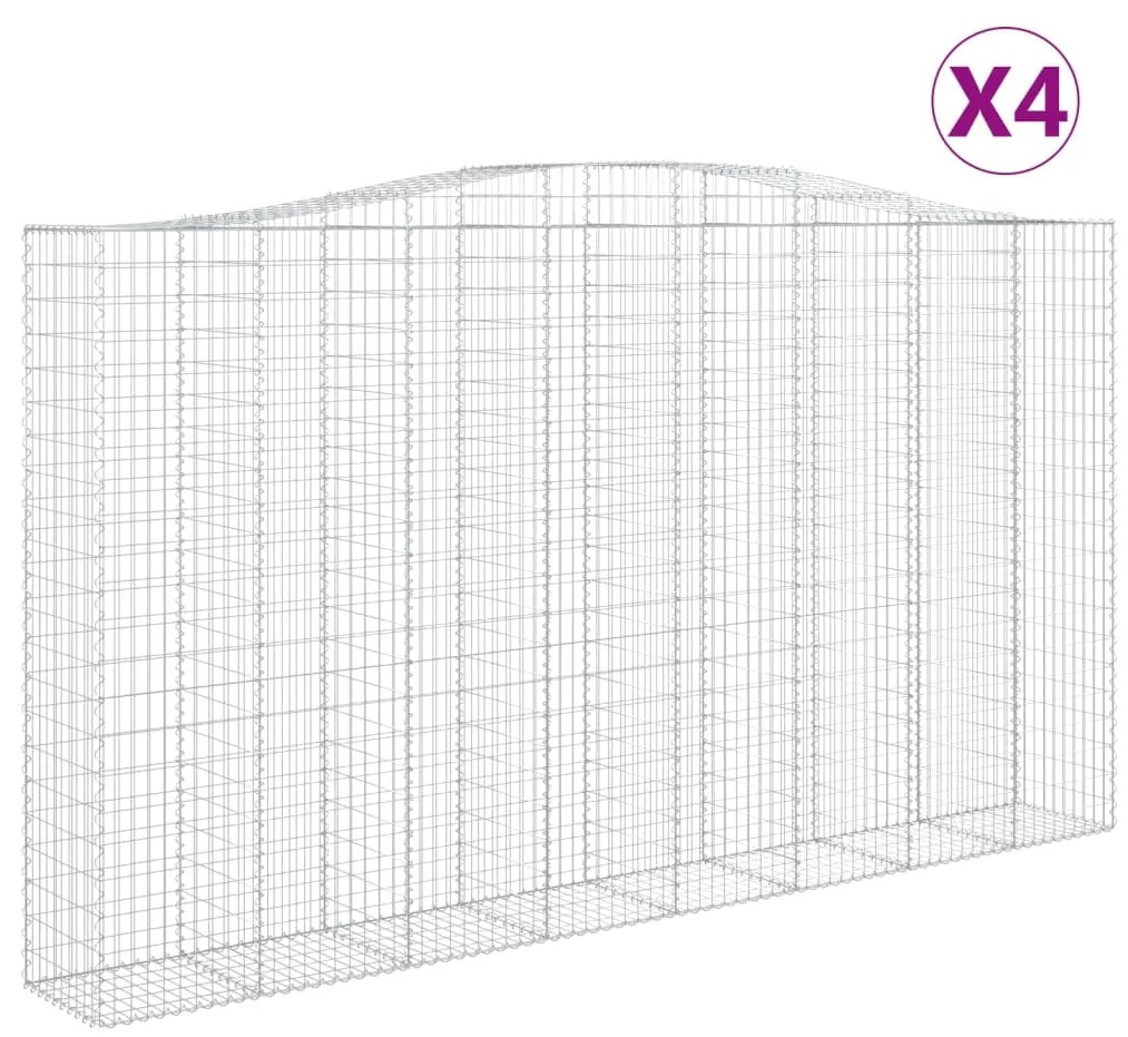 vidaXL Συρματοκιβώτια Τοξωτά 4 τεμ. 400x50x220/240 εκ. Γαλβαν. Ατσάλι