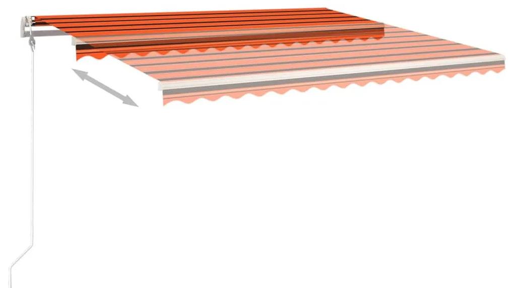 Τέντα Συρόμενη Αυτόματη με Στύλους Πορτοκαλί/Καφέ 4,5 x 3 μ. - Πολύχρωμο