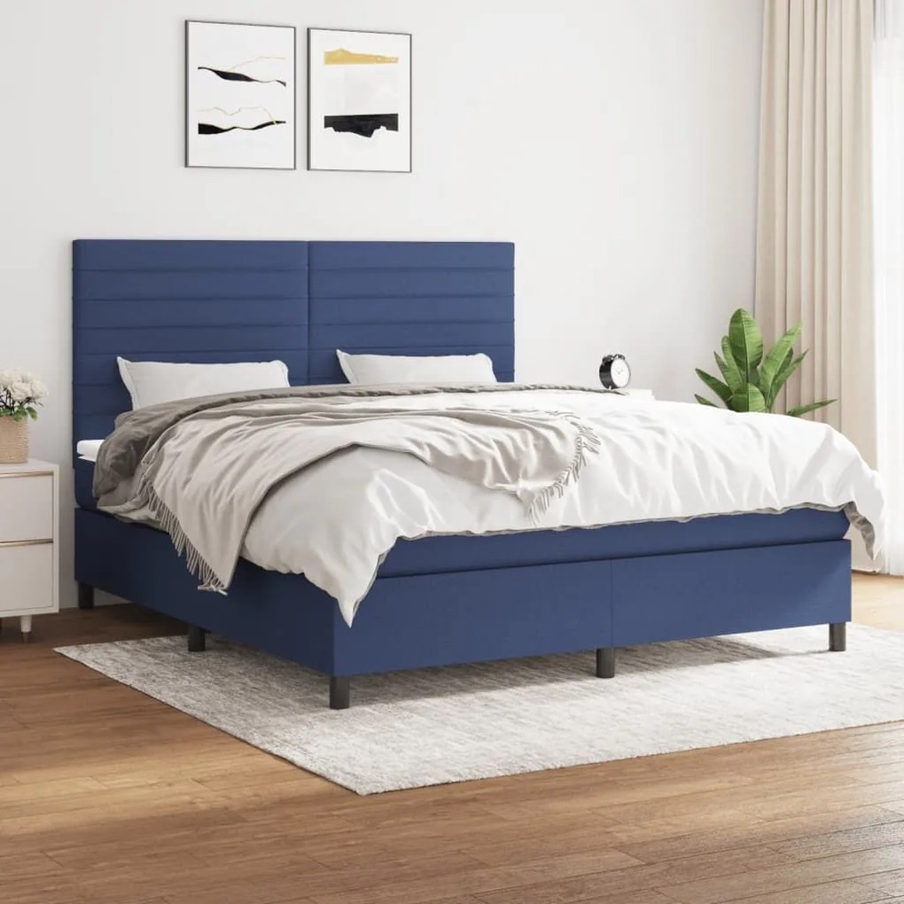 ΚΡΕΒΑΤΙ BOXSPRING ΜΕ ΣΤΡΩΜΑ ΜΠΛΕ 160X200 ΕΚ. ΥΦΑΣΜΑΤΙΝΟ 3141871