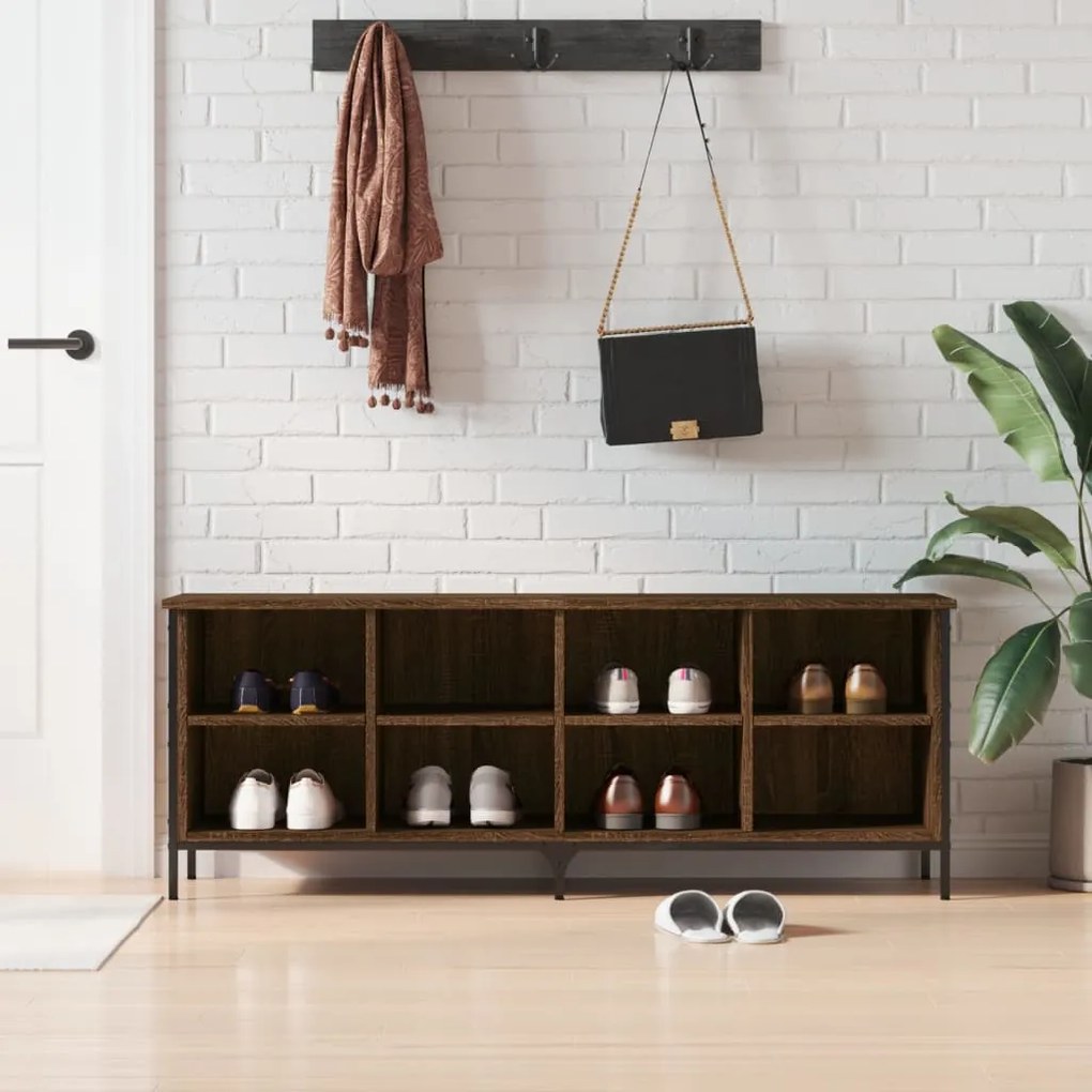 vidaXL Παπουτσοθήκη Καφέ Δρυς 131 x 35 x 50 εκ. από Επεξεργασμένο Ξύλο