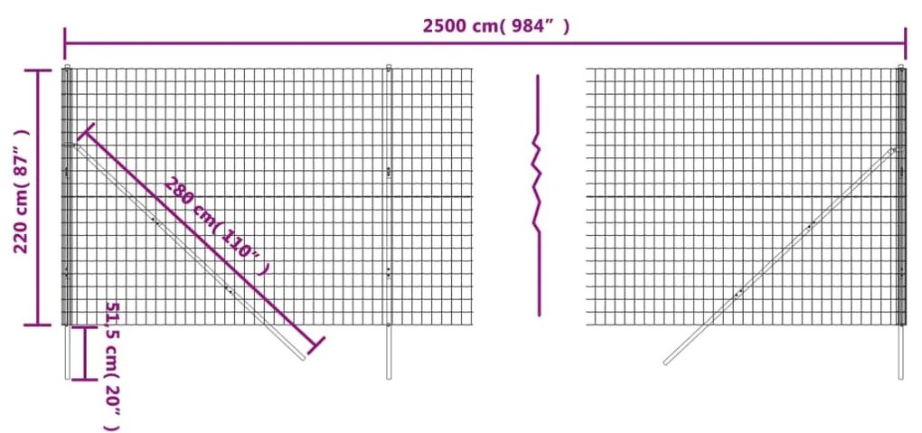 ΣΥΡΜΑΤΟΠΛΕΓΜΑ ΠΕΡΙΦΡΑΞΗΣ ΑΝΘΡΑΚΙ 2,2X25 Μ. ΓΑΛΒΑΝΙΣΜΕΝΟ ΑΤΣΑΛΙ 154223