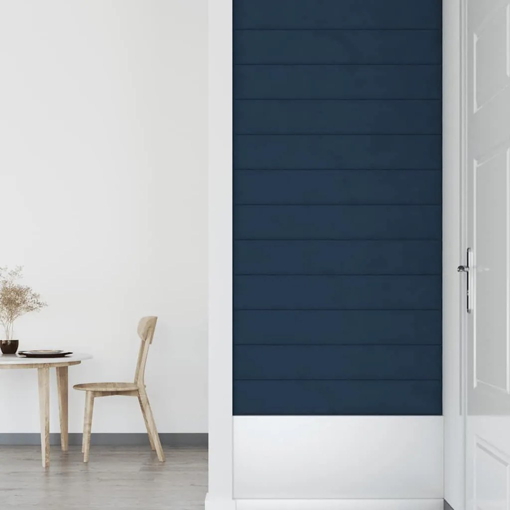 vidaXL Πάνελ Τοίχου 12 τεμ. Μπλε 90x15 εκ. 1,62 μ² Βελούδινα
