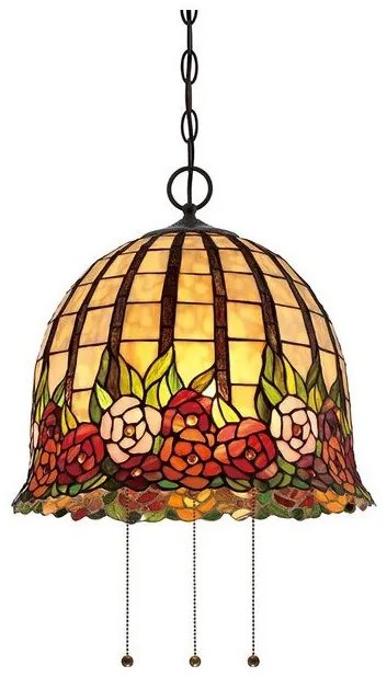 Κρεμαστό Φωτιστικό Οροφής 3xE27 Μπρονζέ  Tiffany  Rosecliffe QZ-ROSECLIFFE-P Elstead Lighting-QZ-ROSECLIFFE-P-Μπρονζέ QZ-ROSECLIFFE-P