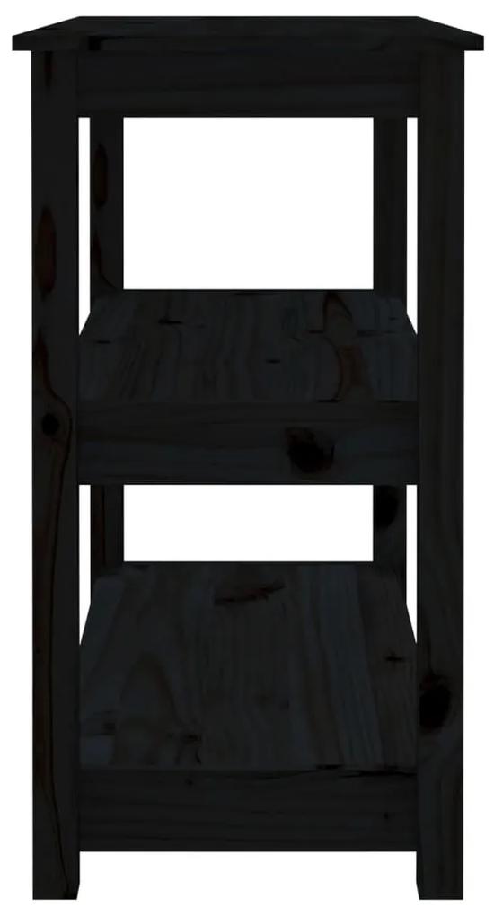 Τραπέζι Κονσόλα Μαύρος 80x40x74 εκ. από Μασίφ Ξύλο Πεύκου - Μαύρο