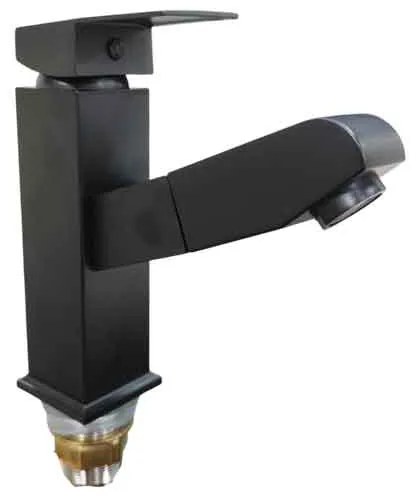 Sanitary Ware Μπαταρία Νιπτήρα Μαύρη με Μίκτη & Ανακλινόμενο Στόμιο - Black Bathroom Sink Faucet with Mixer