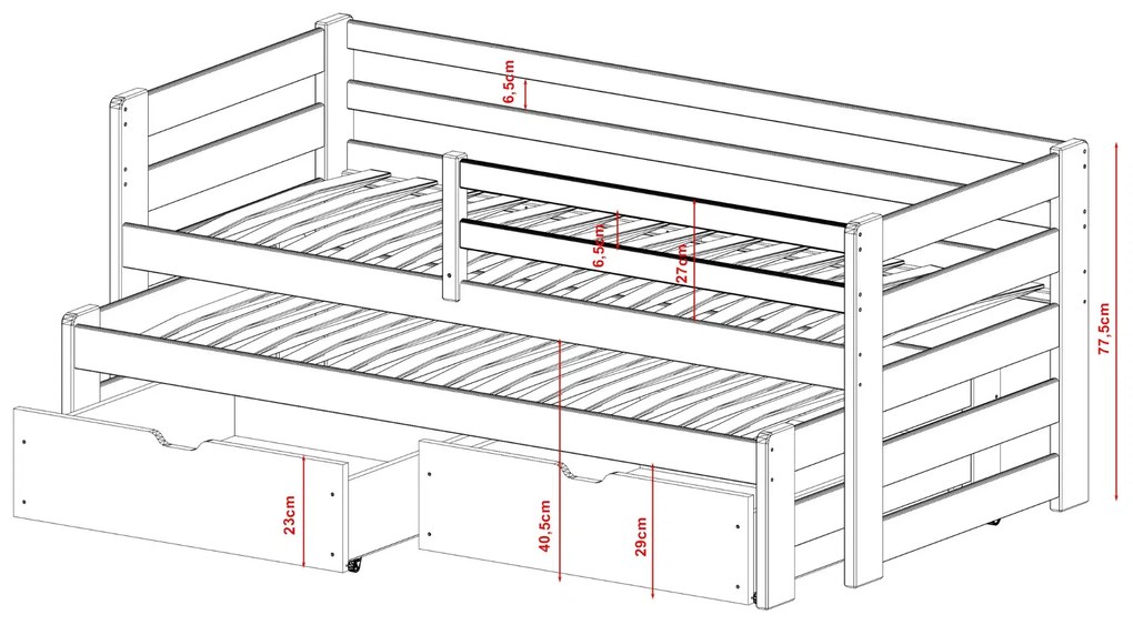 Καναπές Senso με Συρόμενο από μασίφ ξύλο Graphite  90×200cm (Δώρο 10% Έκπτωση στα Στρώματα)