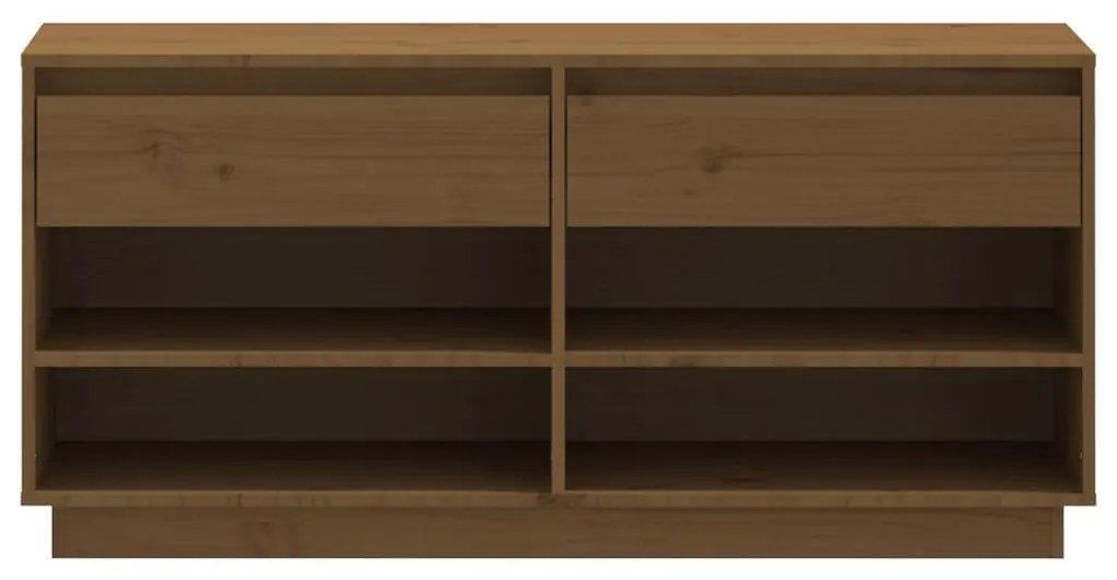 vidaXL Παπουτσοθήκη Μελί 110x34x52 εκ. από Μασίφ Ξύλο Πεύκου