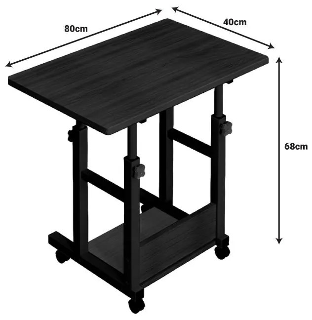 Γραφείο τροχήλατο Stolu I MDF-metal σε καρυδί απόχρωση 80x40x68εκ 80x40x68 εκ.