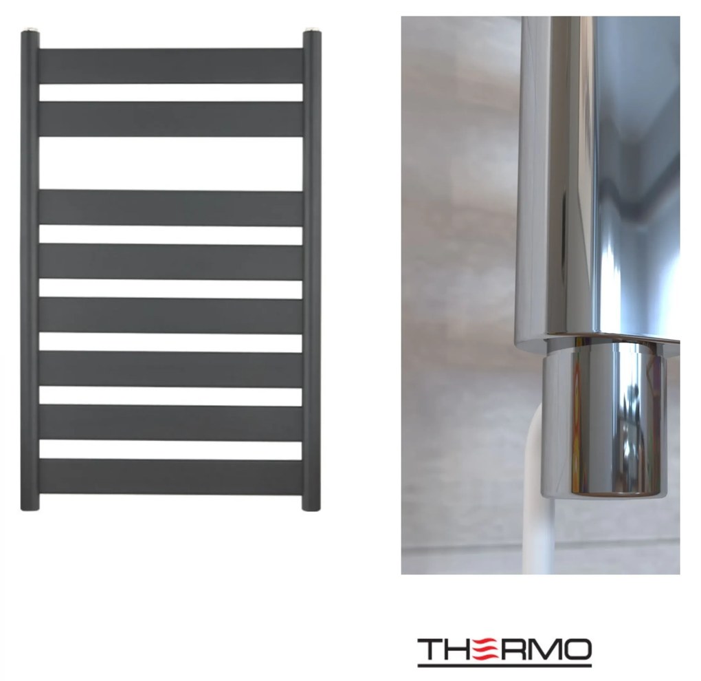 Thermo LARGO Θερμαινόμενη πετσετοκρεμάστρα από Mild Steel με ηλεκτρική λειτουργία, 80x50cm Black