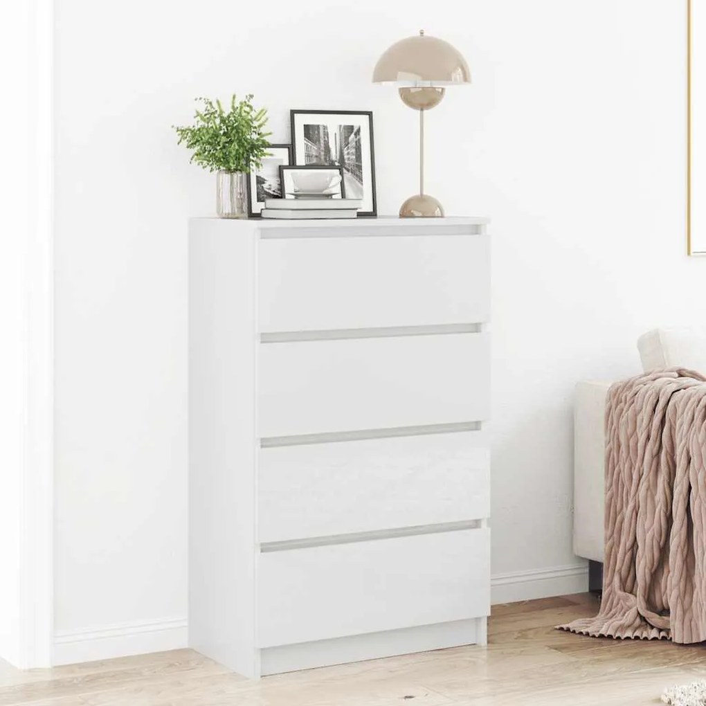 vidaXL Συρταριέρα Γυαλιστερό Λευκό 60x35x98,5 εκ. Επεξεργασμένο Ξύλο