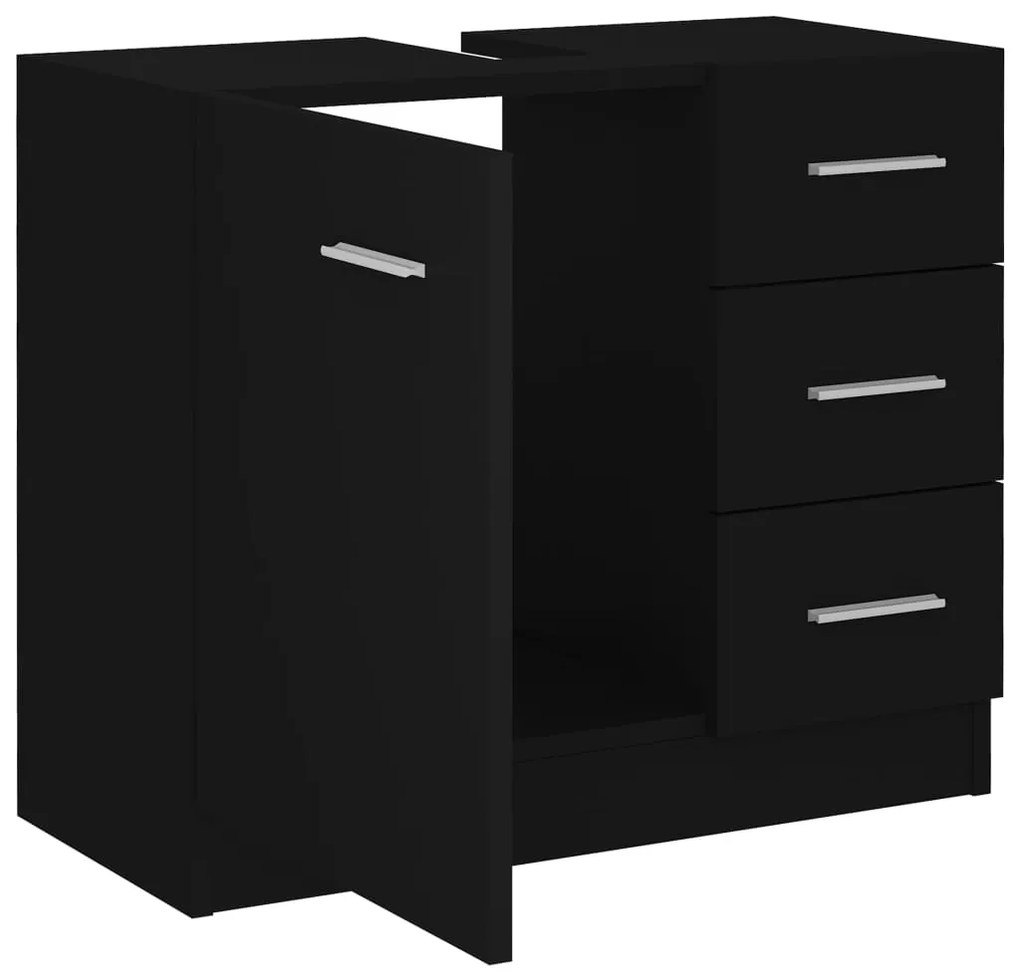 vidaXL Ντουλάπι Νιπτήρα Μαύρο 63x30x54 εκ. Επεξ. Ξύλο