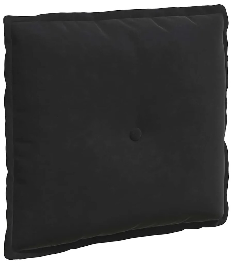 vidaXL Μαξιλάρι Πλάτης Μαύρο 50 x 45 εκ. Υφασμάτινο Κορντουρά