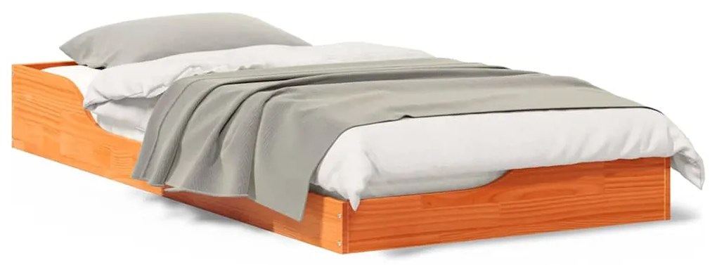 vidaXL Σκελετός Κρεβατιού Κερωτό καφέ 75 x 190 cm Στερεά ξυλεία πεύκου