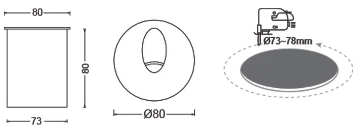 LED HP WALL RECESSED LUMINAIRE 3W 58LM 230VAC 4.000K DARK GREY CRI80 IP65 30.000HRS(INSTAL BOX INC) - LG721140G - LG721140G