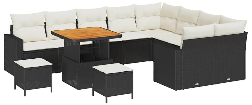 vidaXL Σετ Καναπέ Κήπου 12 pcs Μαύρο και κρεμ 80 x 80 x 71 cm
