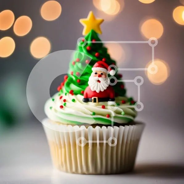 Intra Συλλεκτικό Ξύλινο Παζλ Plywood  4mm - Νόστιμο Cupcake Άγιου Βασίλη σε ένα εορταστικό τραπέζι Σε Ξύλινο Κουτί - Διαστάσεις: 10x10 cm – 25 κομμάτια
