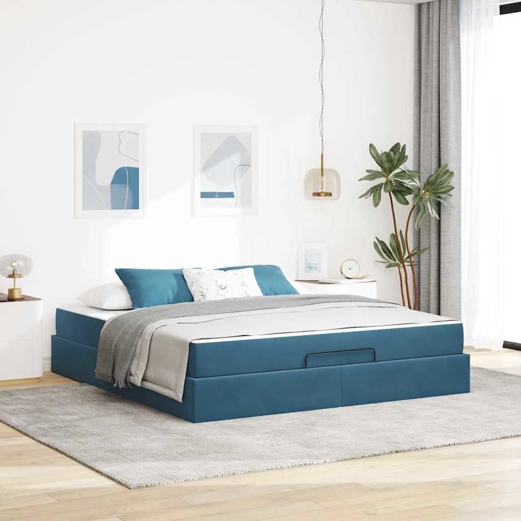 vidaXL Σκελετός Κρεβατιού Άλλο Μπλε 180 x 200 cm Βελούδο
