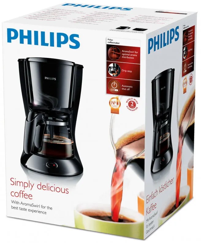 Καφετιέρα Philips HD7461-20-BL, 1000W, 1,2 L, Aroma Twister, Ένδειξη στάθμης νερού, Χρονοδιακόπτης, Μαύρο