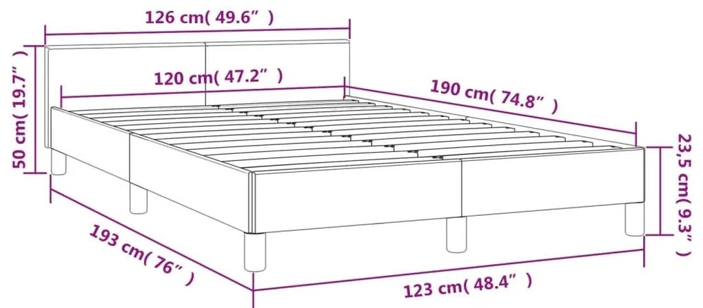 Πλαίσιο Κρεβατιού χωρίς στρώμα Μαύρο 120x190 εκ. Υφασμάτινο - Μαύρο