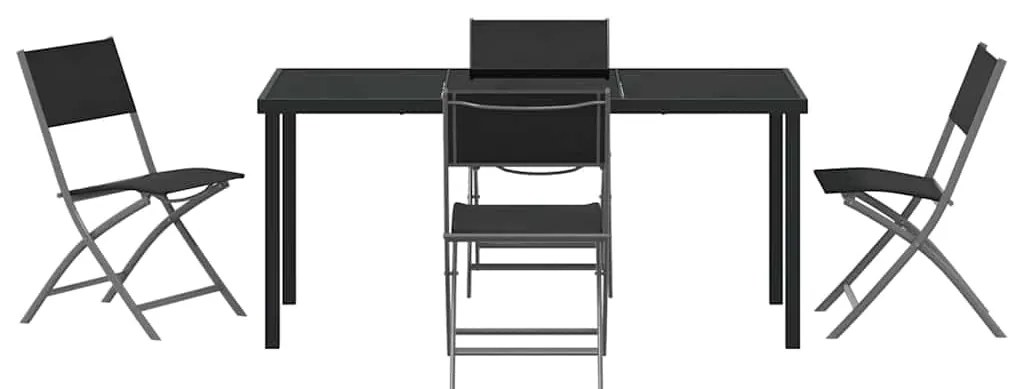vidaXL Σέτ φαγητού για κήπο 5 pcs Μαύρο Χάλυβας με επίστρωση πούδρας