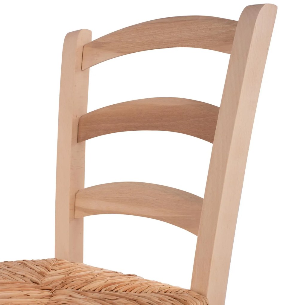 Καρέκλα Άβαφη ΠΑΡΟΣ Μασίφ Ξύλο Οξιάς με Ψάθα 40x43x88 εκ.