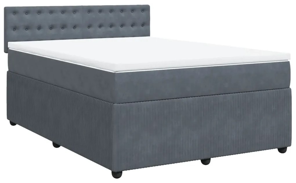 vidaXL Κρεβάτι Boxspring με Στρώμα Σκούρο Γκρι 160x200 εκ. Βελούδινο