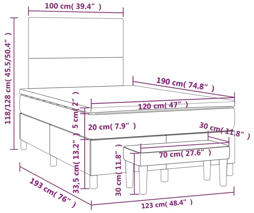 ΚΡΕΒΑΤΙ BOXSPRING ΜΕ ΣΤΡΩΜΑ ΑΝΟΙΧΤΟ ΓΚΡΙ 120X190 ΕΚ. ΥΦΑΣΜΑΤΙΝΟ 3270341