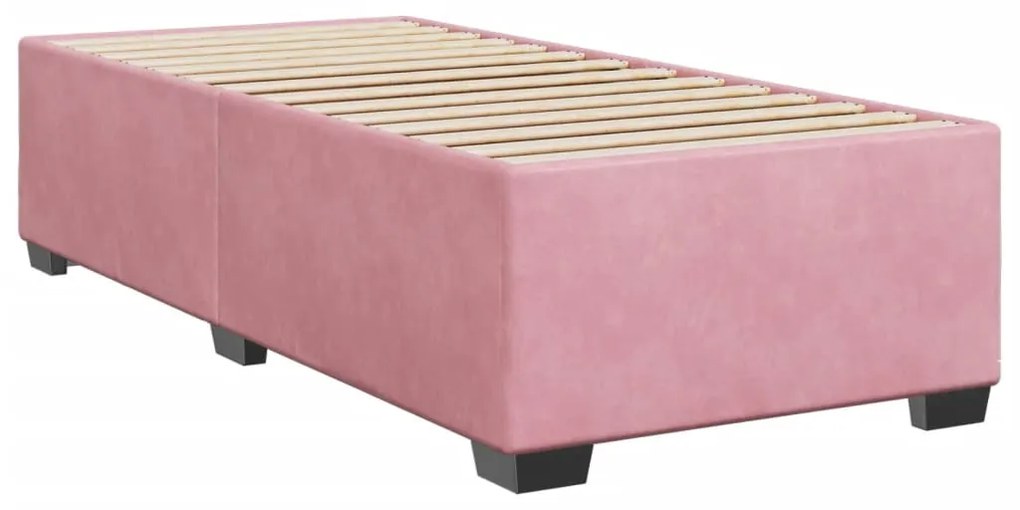 vidaXL Κρεβάτι Boxspring με Στρώμα Ροζ 80 x 200 εκ. Βελούδινο