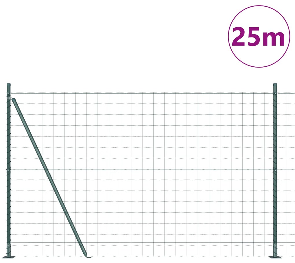 vidaXL Euro Fence με 13 Πρόσθετους Πόλους 1.2x25 μ Γαλβανισμένο Χάλυβα