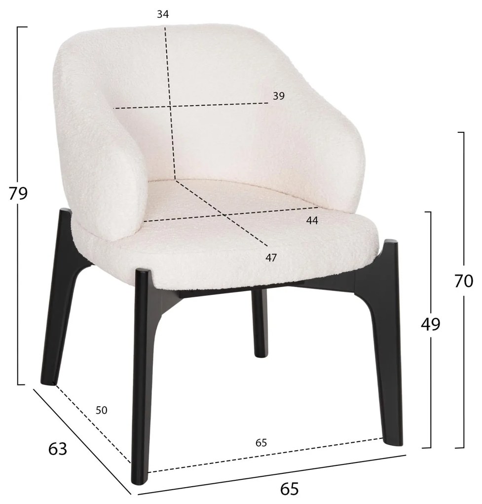 ΚΑΡΕΚΛΑ ABAI  RUBBERWOOD ΣΕ ΜΑΥΡΟ-ΕΚΡΟΥ ΜΠΟΥΚΛΕ ΥΦΑΣΜΑ 65x63x79Υεκ 2αδα