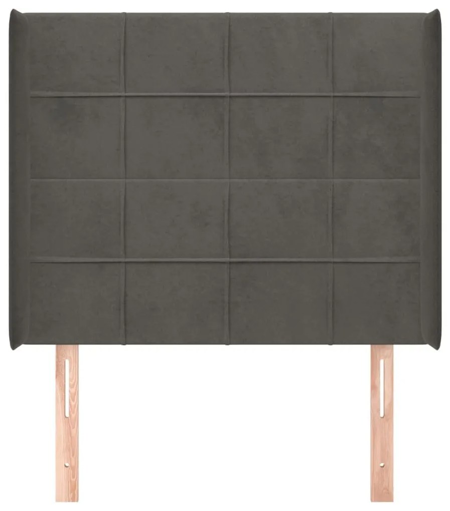 Κεφαλάρι με Πτερύγια Σκούρο Γκρι 93x16x118/128εκ.Βελούδινο - Γκρι