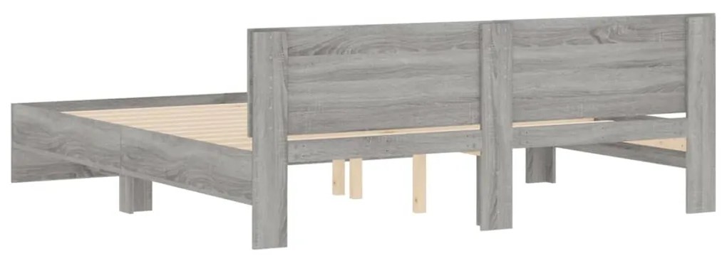 vidaXL Πλαίσιο Κρεβατιού με Κεφαλάρι Γκρι Sonoma 160x200 εκ.