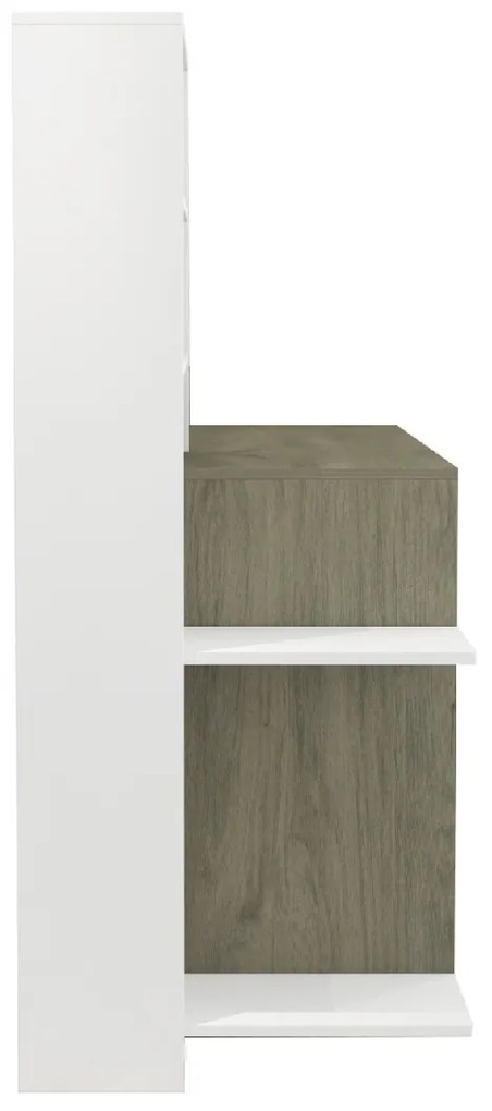 ΓΡΑΦΕΙΟ ΜΕ ΒΙΒΛΙΟΘΗΚΗ ROCHELL ΜΕΛΑΜΙΝΗ OLIVE GREY ΛΕΥΚΟ 146,3x55x128,8Υεκ.HM8886.11