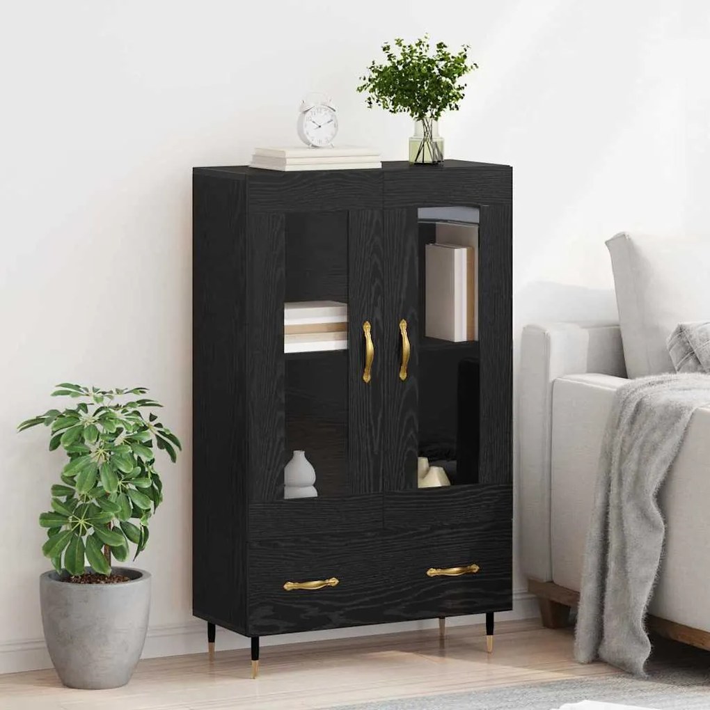 vidaXL Highboard Μαύρη Οξυά 69,5 x 31 x 115 εκ. Επεξεργασμένο ξύλο