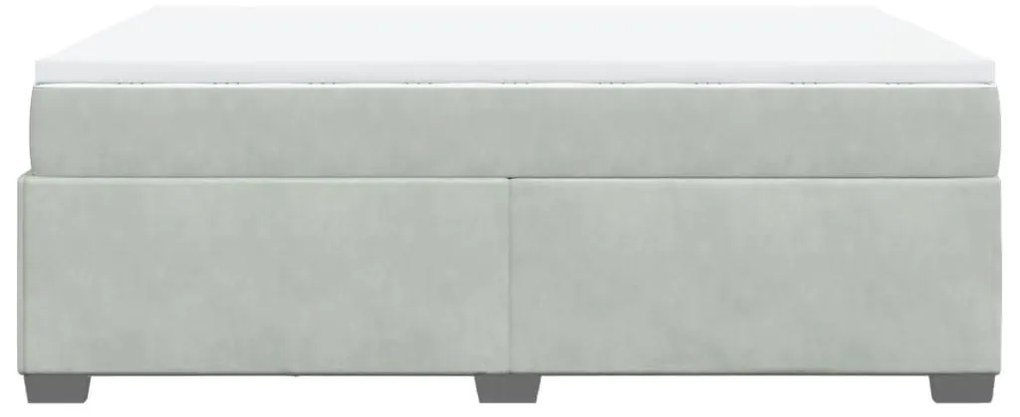 Κρεβάτι Boxspring με Στρώμα Ανοιχτό Γκρι 140x190 εκ. Βελούδινο - Γκρι