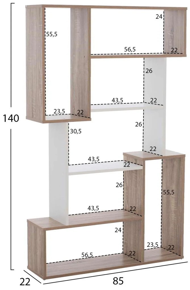 ΒΙΒΛΙΟΘΗΚΗ SHAY HM8768.01 85X22X140 ΛΕΥΚΟ