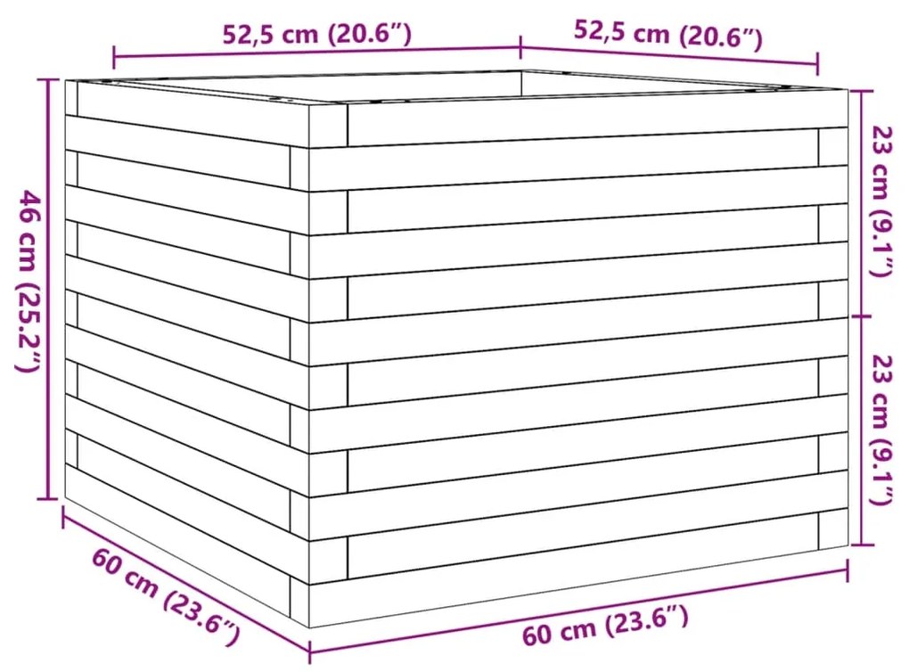 Ζαρντινιέρα Κήπου 60x60x46 εκ. από Μασίφ Ξύλο Ψευδοτσούγκας - Καφέ