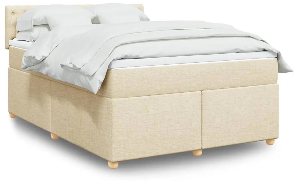 ΚΡΕΒΑΤΙ BOXSPRING ΜΕ ΣΤΡΩΜΑ ΚΡΕΜ 160X200 ΕΚ. ΥΦΑΣΜΑΤΙΝΟ 3289043