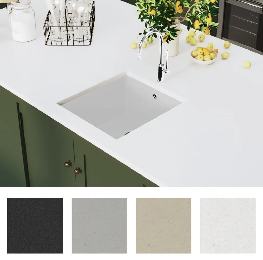 vidaXL Νεροχύτης με Μονή Γούρνα Λευκός Γρανιτένιος