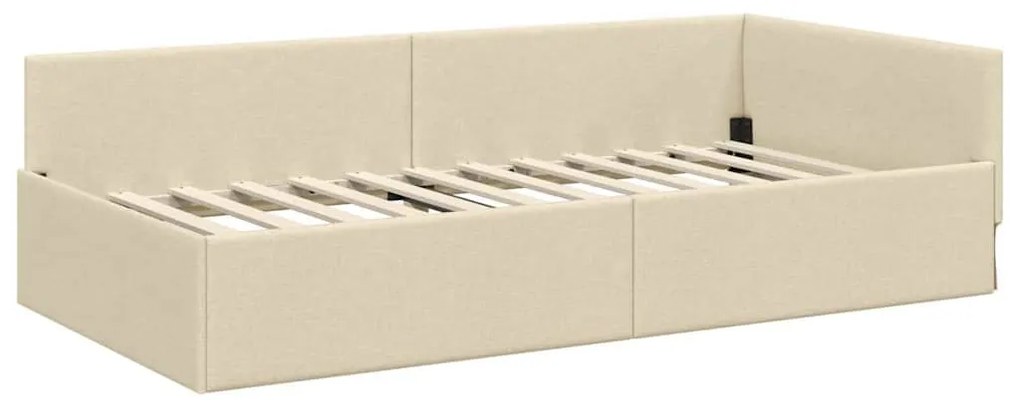 vidaXL Κρεβάτι Γωνίας Κρεμ 80 x 200 cm Ύφασμα και Έργο ξύλου
