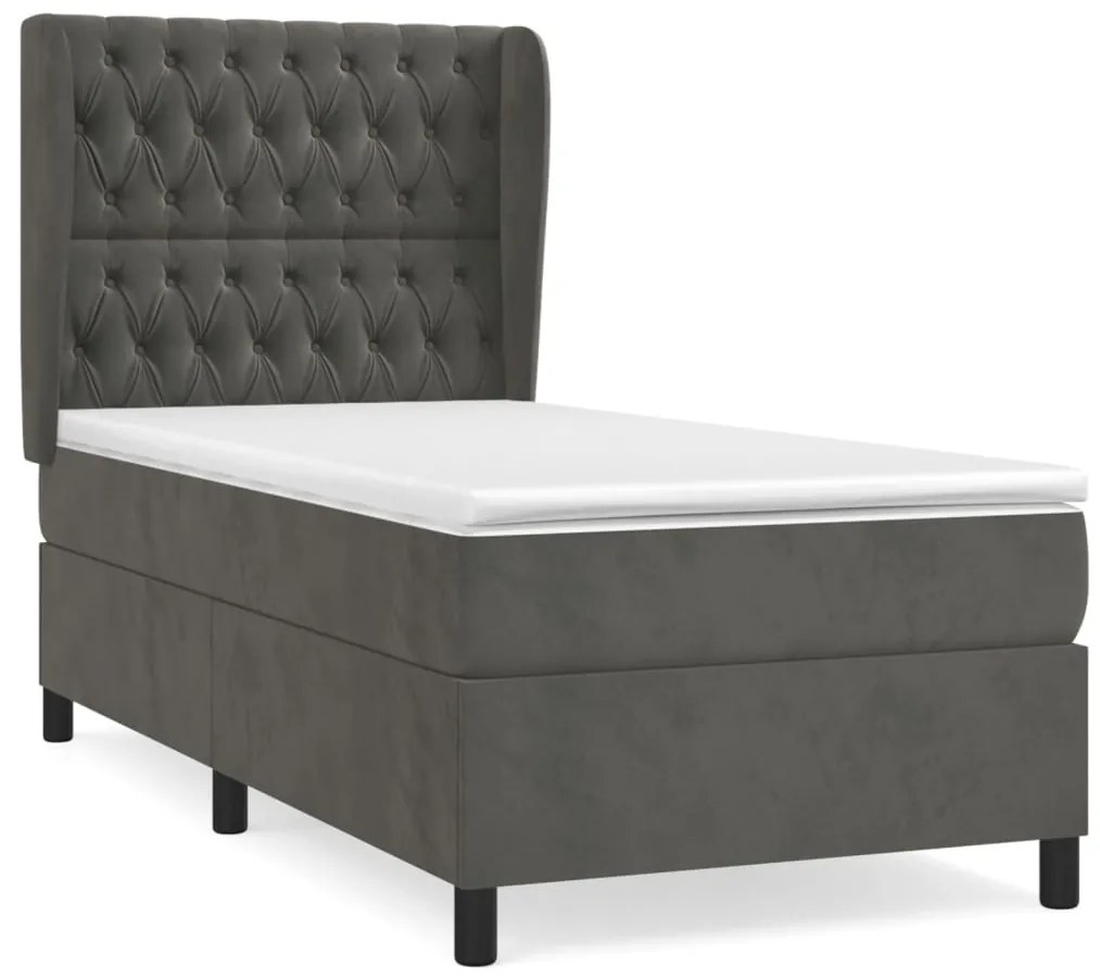 ΚΡΕΒΑΤΙ BOXSPRING ΜΕ ΣΤΡΩΜΑ ΣΚΟΥΡΟ ΓΚΡΙ 90X200 ΕΚ. ΒΕΛΟΥΔΙΝΟ 3129370