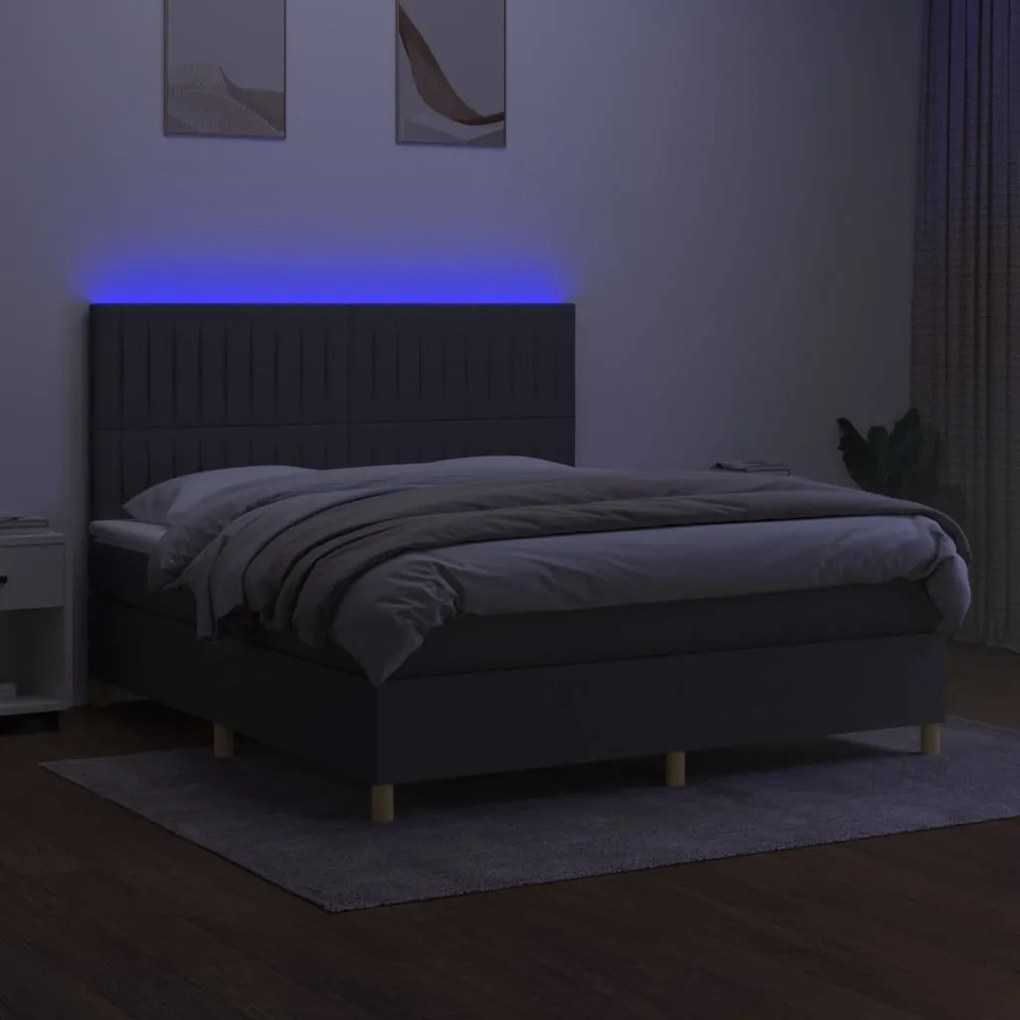 ΚΡΕΒΑΤΙ BOXSPRING ΜΕ ΣΤΡΩΜΑ &amp; LED ΣΚ.ΓΚΡΙ 160X200 ΕΚ ΥΦΑΣΜΑΤΙΝΟ 3135606